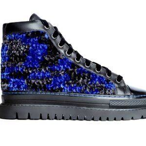 KROJAY BLUE SAPPHIRE CROCHET WOMEN'S  BOOT Blue, Black, Grey  NEW w/TAG & BOX